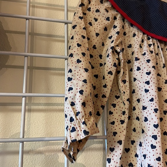 Girls Vintage Jill Lynn Heart Pattern Dress with Bib Collar - Picture 3 of 7